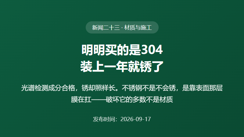 明明买的是304，装上一年就锈了？不锈钢排水生锈的6个真实原因